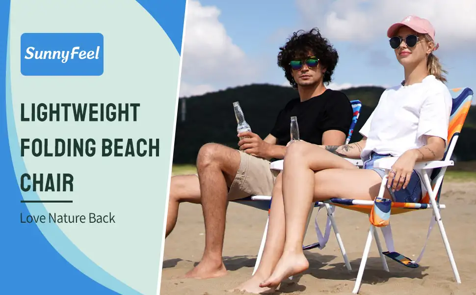 Tall Folding Beach Chair Lightweight, Portable High Sand Chair For Adults Heavy Duty 300 LBS With Cup Holders, Foldable Camping Lawn Chairs For Camping, Outdooring, Traveling, Picnic Concert,Sports