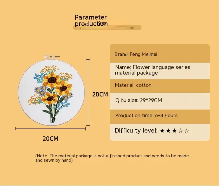 Diy Handmade Embroidery Material Package Original New Sunflower Flower Bouquet Garland