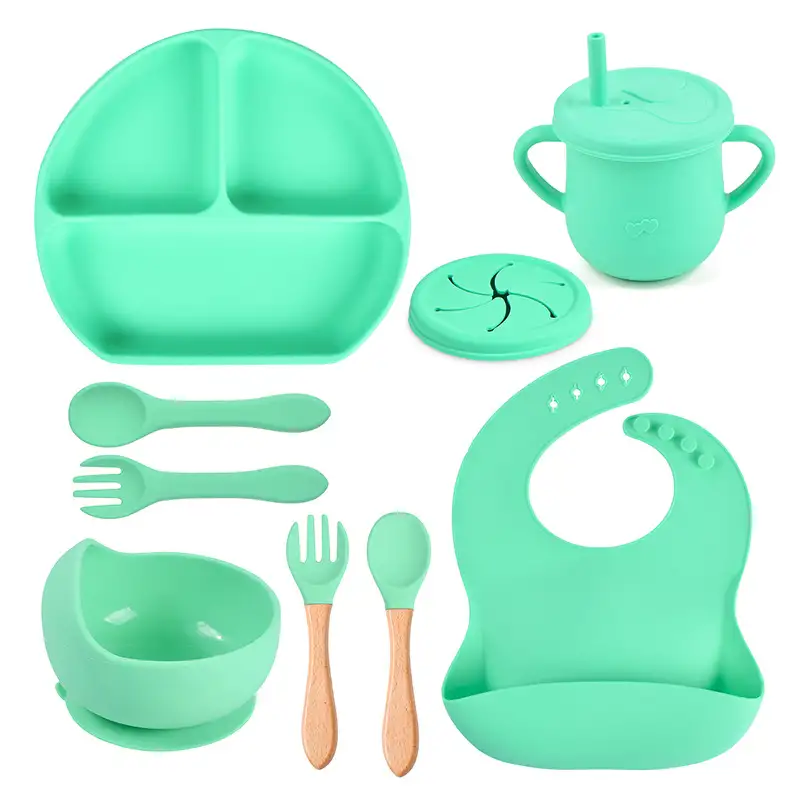 Silicone Solid Color Babies' Tableware Set