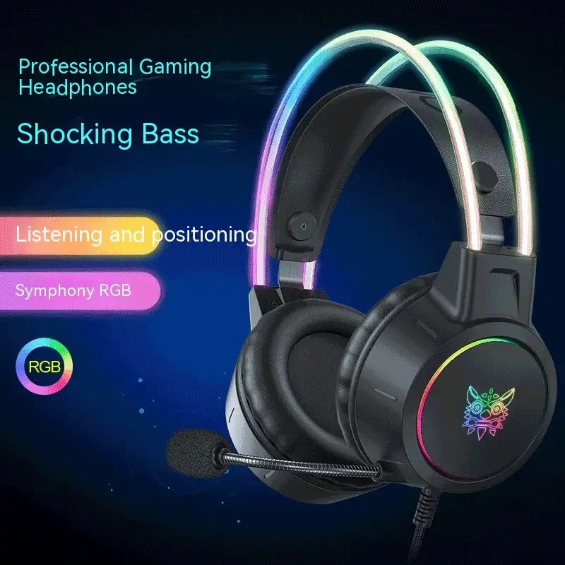 Game Earphone Headset E-sports Wired Computer RGB Luminous