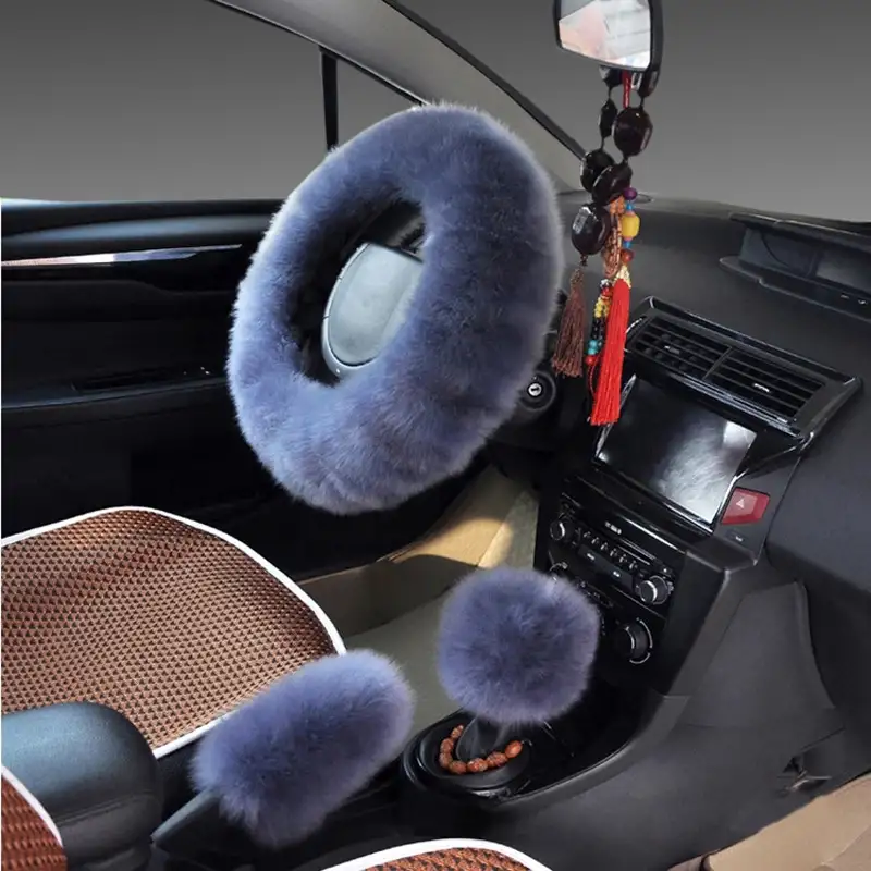 Wool Steering Wheel Cover Long Wool Handle Cover